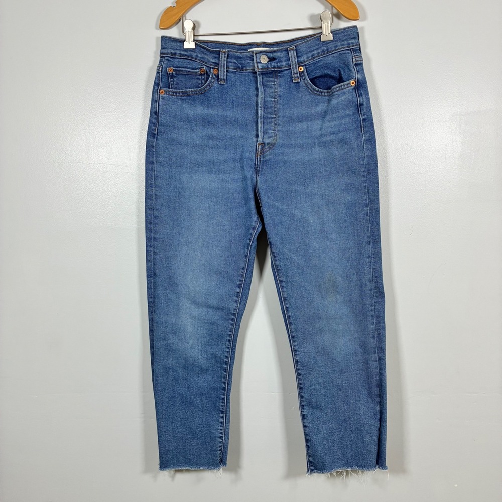 Levi's Jeans 31 Blue Wedgie Straight High Rise Raw Hem 90s Button Fly Classic